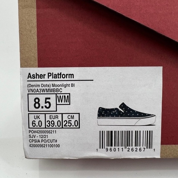 Vans Classic Slip-on Stackform Shoes Asher Platform Sneaker 8.5 Womens Denim Dot - Picture 7 of 7